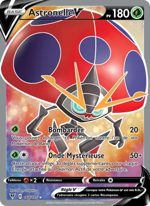 Carte Pokémon Astronelle V 166/185, extension Voltage Éclatant