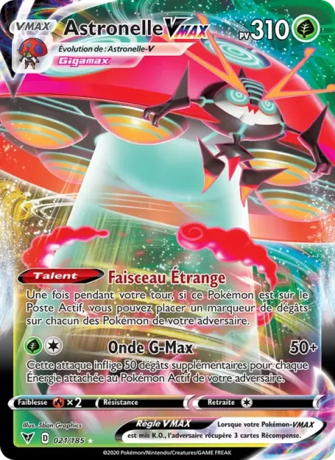 Carte Pokémon Astronelle VMAX 021/185, extension Voltage Éclatant