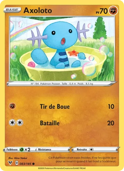 Carte Pokémon Axoloto 083/185, extension Voltage Éclatant