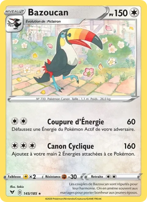 Carte Pokémon Bazoucan 145/185, extension Voltage Éclatant