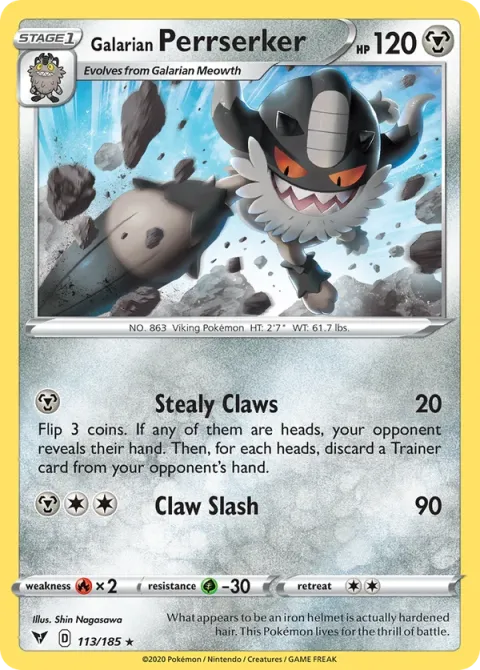 Carte Pokémon Berserkatt de Galar 113/185, extension Voltage Éclatant