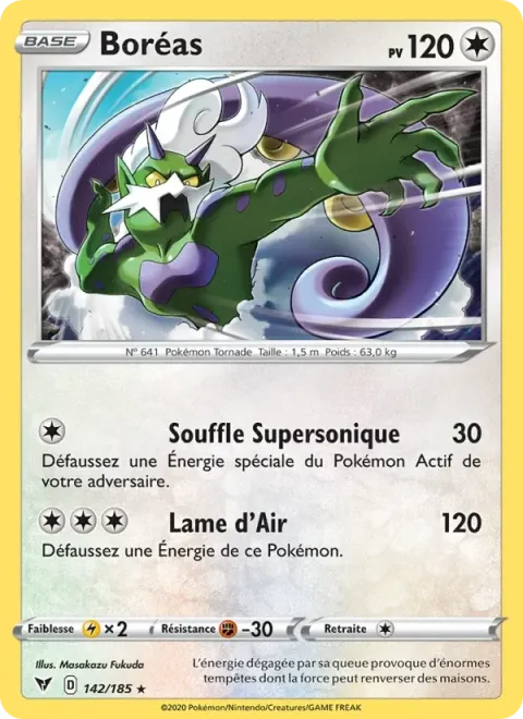 Carte Pokémon Boréas 142/185, extension Voltage Éclatant