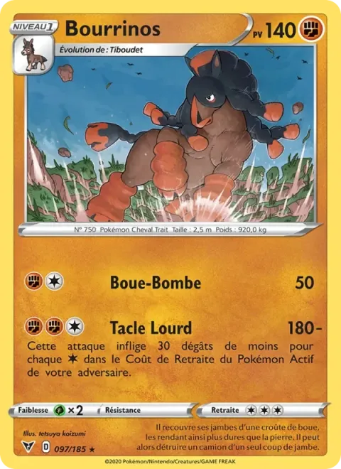 Carte Pokémon Bourrinos 097/185, extension Voltage Éclatant
