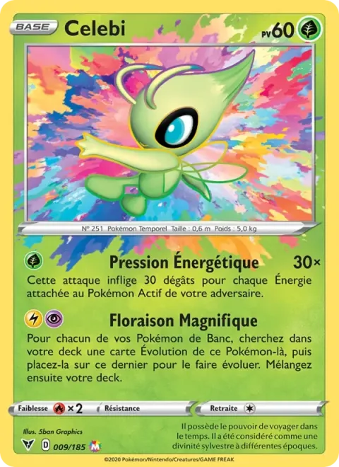 Carte Pokémon Celebi 009/185, extension Voltage Éclatant
