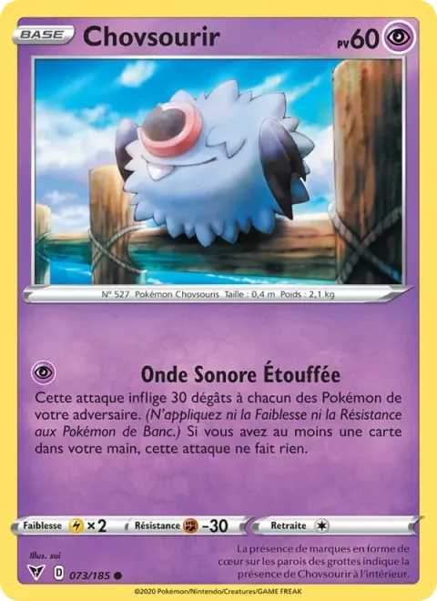 Carte Pokémon Chovsourir 073/185, extension Voltage Éclatant