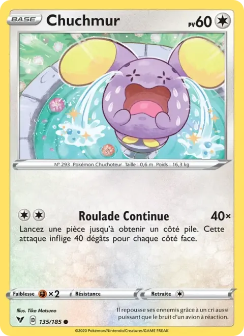 Carte Pokémon Chuchmur 135/185, extension Voltage Éclatant