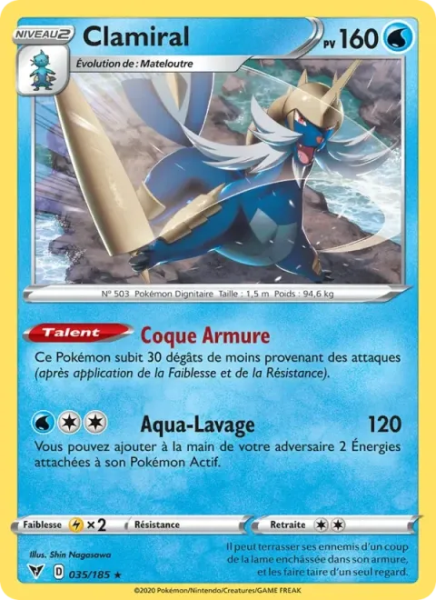 Carte Pokémon Clamiral 035/185, extension Voltage Éclatant