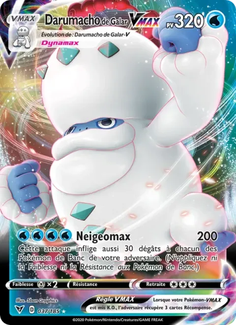 Carte Pokémon Darumacho de Galar VMAX 037/185, extension Voltage Éclatant