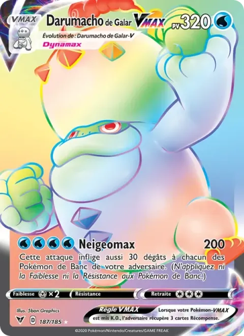 Carte Pokémon Darumacho de Galar VMAX 187/185, extension Voltage Éclatant