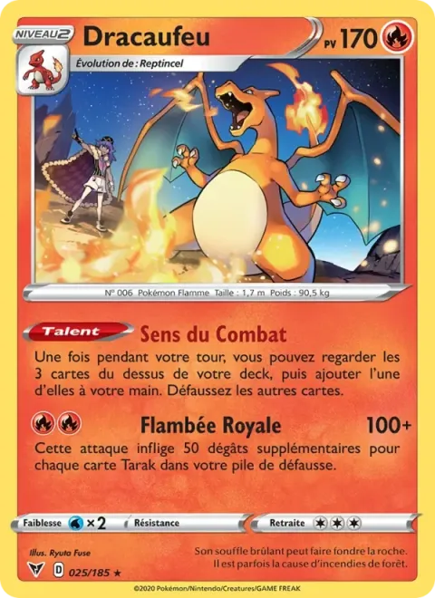 Carte Pokémon Dracaufeu 025/185, extension Voltage Éclatant
