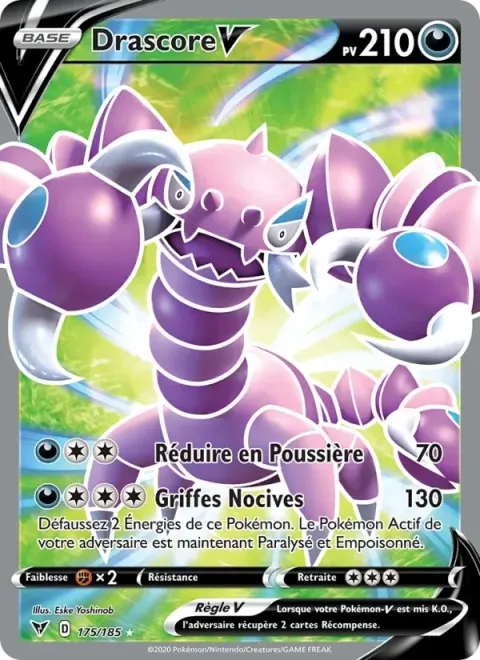 Carte Pokémon Drascore V 175/185, extension Voltage Éclatant