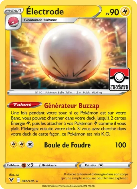 Carte Pokémon Électrode 046/185, extension Voltage Éclatant