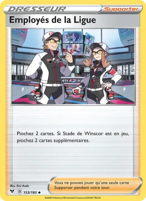 Carte Pokémon Employés de la Ligue 153/185, extension Voltage Éclatant