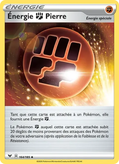 Carte Pokémon Énergie Combat Pierre 164/185, extension Voltage Éclatant