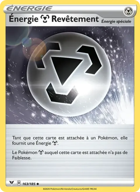 Carte Pokémon Énergie Métal Revêtement 163/185, extension Voltage Éclatant