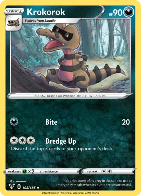Carte Pokémon Escroco 108/185, extension Voltage Éclatant