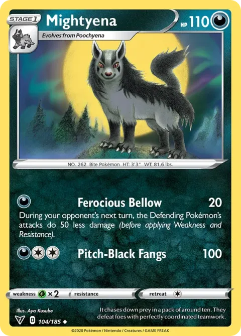Carte Pokémon Grahyèna 104/185, extension Voltage Éclatant
