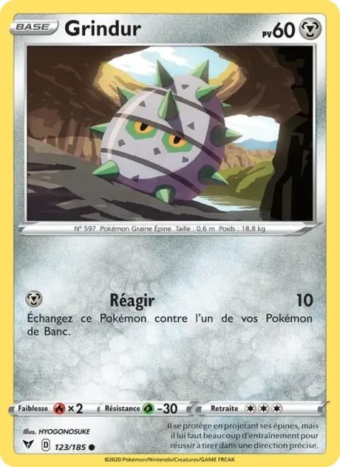 Carte Pokémon Grindur 123/185, extension Voltage Éclatant
