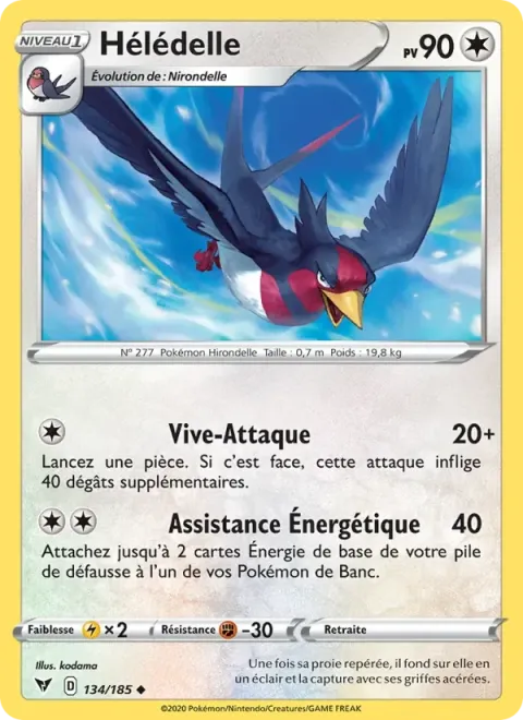 Carte Pokémon Hélédelle 134/185, extension Voltage Éclatant