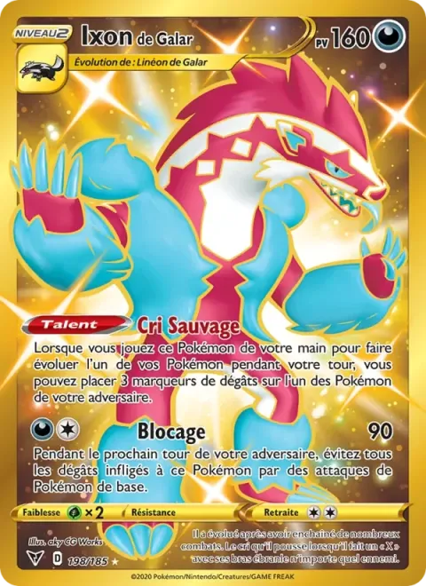 Carte Pokémon Ixon de Galar 198/185, extension Voltage Éclatant