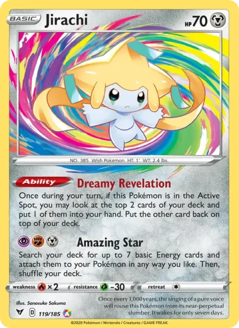 Carte Pokémon Jirachi 119/185, extension Voltage Éclatant