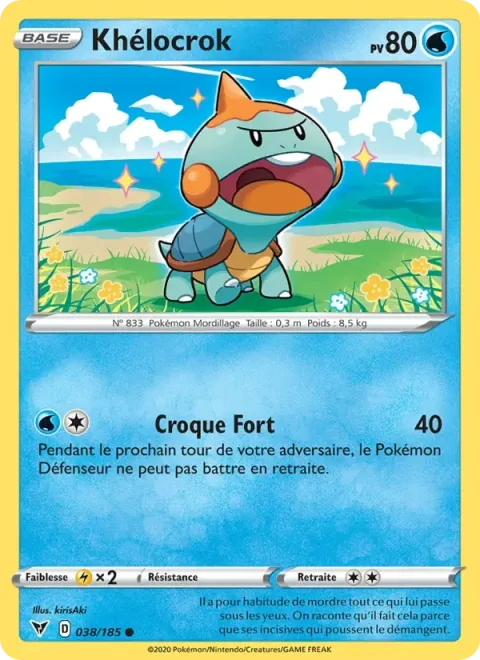 Carte Pokémon Khélocrok 038/185, extension Voltage Éclatant