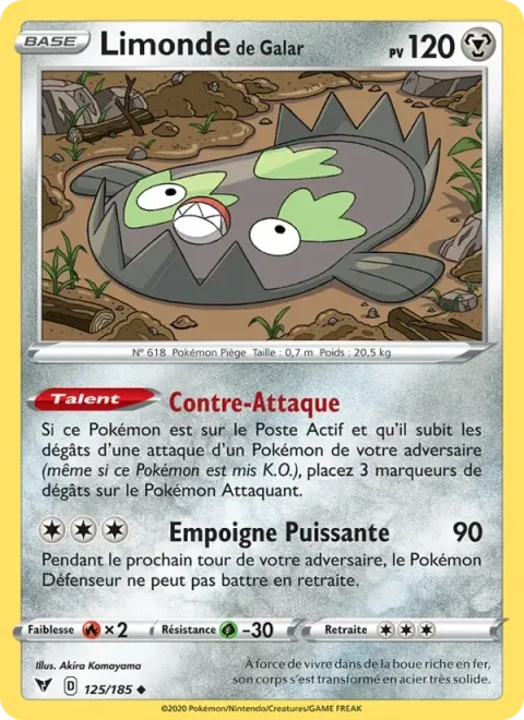 Carte Pokémon Limonde de Galar 125/185, extension Voltage Éclatant