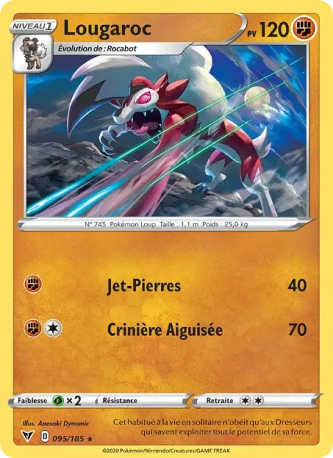 Carte Pokémon Lougaroc 095/185, extension Voltage Éclatant