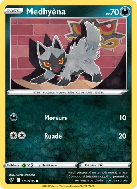 Carte Pokémon Medhyèna 103/185, extension Voltage Éclatant