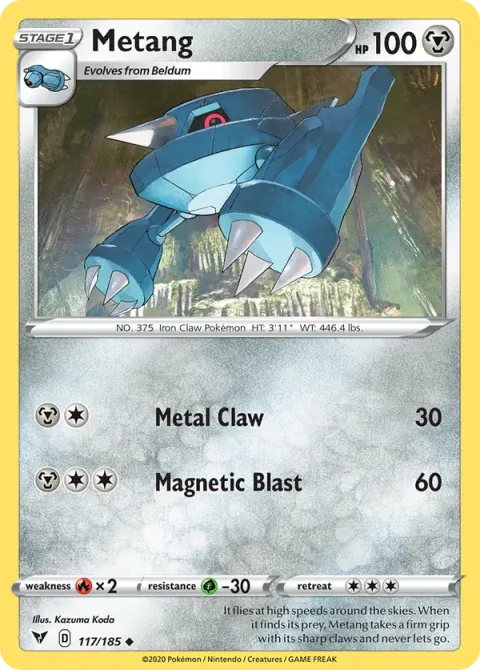 Carte Pokémon Métang 117/185, extension Voltage Éclatant
