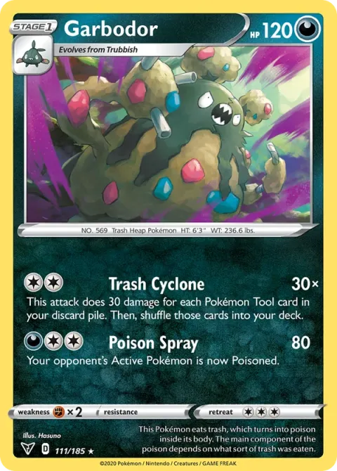 Carte Pokémon Miasmax 111/185, extension Voltage Éclatant