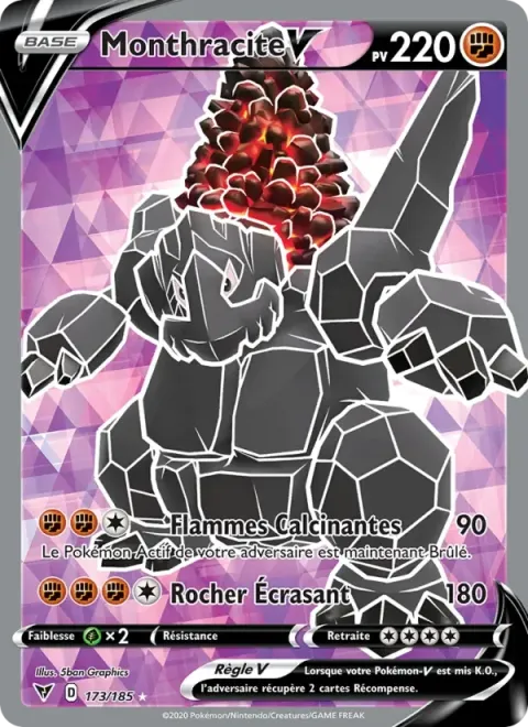 Carte Pokémon Monthracite V 173/185, extension Voltage Éclatant