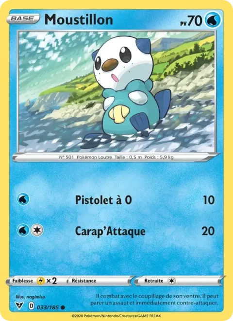 Carte Pokémon Moustillon 033/185, extension Voltage Éclatant