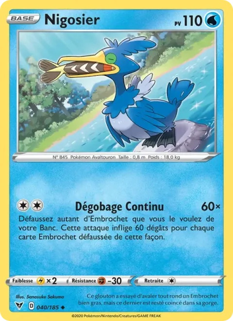 Carte Pokémon Nigosier 040/185, extension Voltage Éclatant