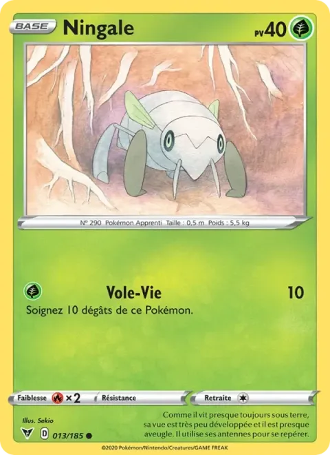 Carte Pokémon Ningale 013/185, extension Voltage Éclatant