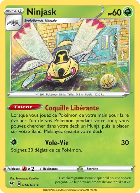 Carte Pokémon Ninjask 014/185, extension Voltage Éclatant