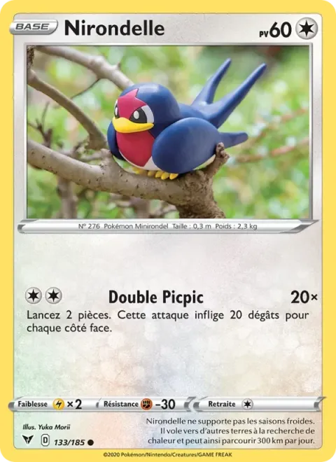 Carte Pokémon Nirondelle 133/185, extension Voltage Éclatant