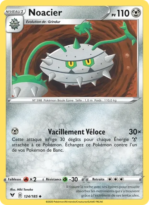Carte Pokémon Noacier 124/185, extension Voltage Éclatant