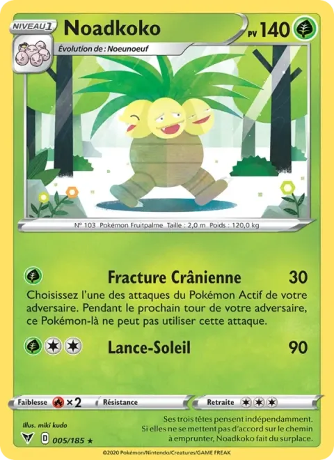 Carte Pokémon Noadkoko 005/185, extension Voltage Éclatant