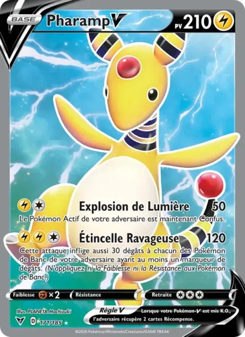 Carte Pokémon Pharamp V 171/185, extension Voltage Éclatant