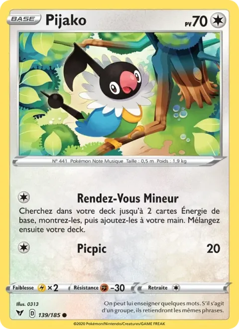 Carte Pokémon Pijako 139/185, extension Voltage Éclatant