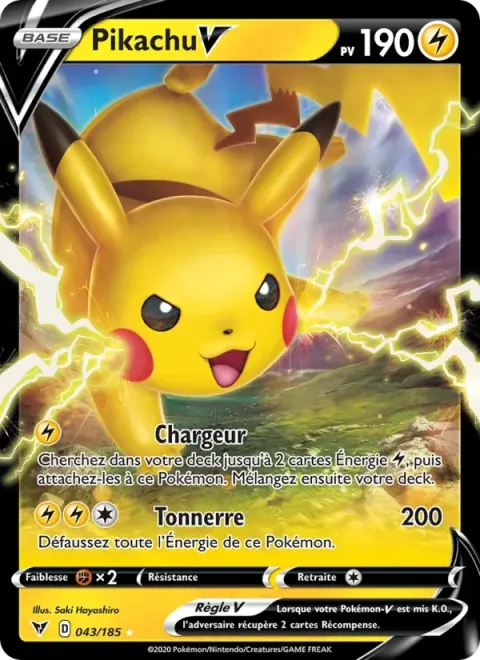 Carte Pokémon Pikachu V 043/185, extension Voltage Éclatant