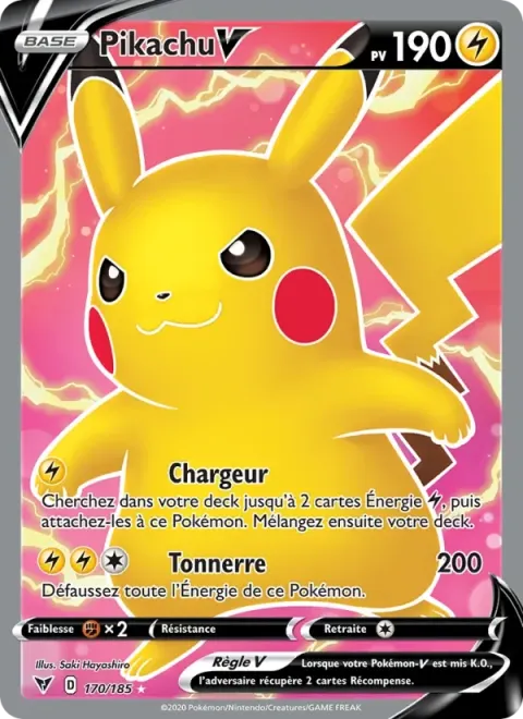 Carte Pokémon Pikachu V 170/185, extension Voltage Éclatant