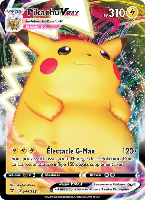 Carte Pokémon Pikachu VMAX 044/185, extension Voltage Éclatant