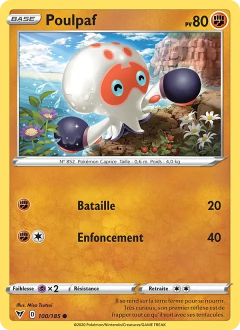 Carte Pokémon Poulpaf 100/185, extension Voltage Éclatant