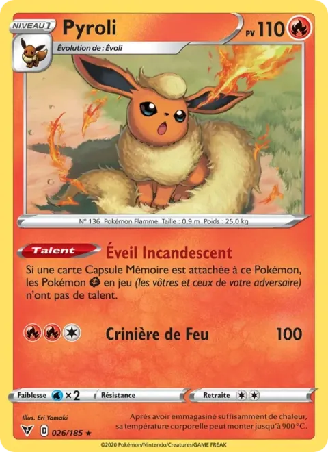 Carte Pokémon Pyroli 026/185, extension Voltage Éclatant