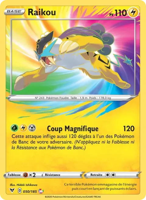 Carte Pokémon Raikou 050/185, extension Voltage Éclatant