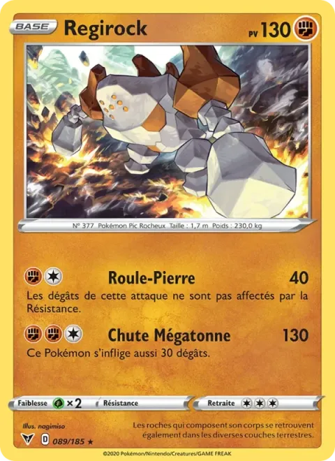 Carte Pokémon Regirock 089/185, extension Voltage Éclatant
