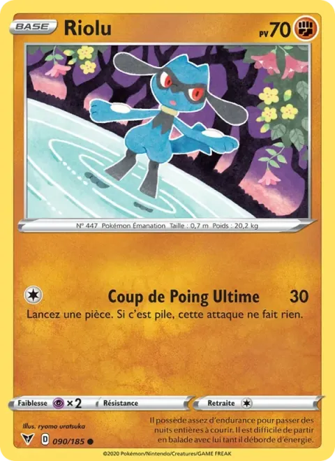 Carte Pokémon Riolu 090/185, extension Voltage Éclatant