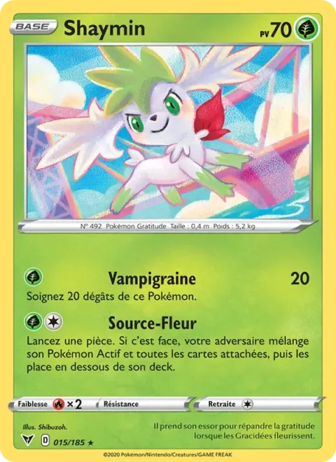 Carte Pokémon Shaymin 015/185, extension Voltage Éclatant